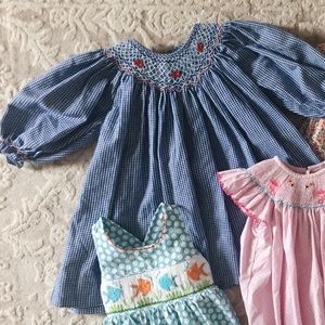Petit Ami Smocked Gingham Apple Dress